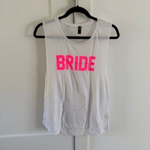 PRIVATE PARTY White Tank Top with Pink 'BRIDE' Print